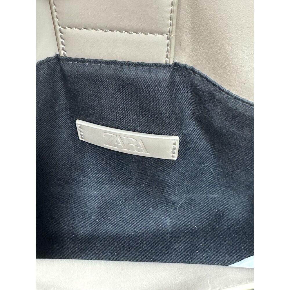 Zara Womens Mini Satchel Purse Ivory Cream Faux Leather - Picture 4 of 7